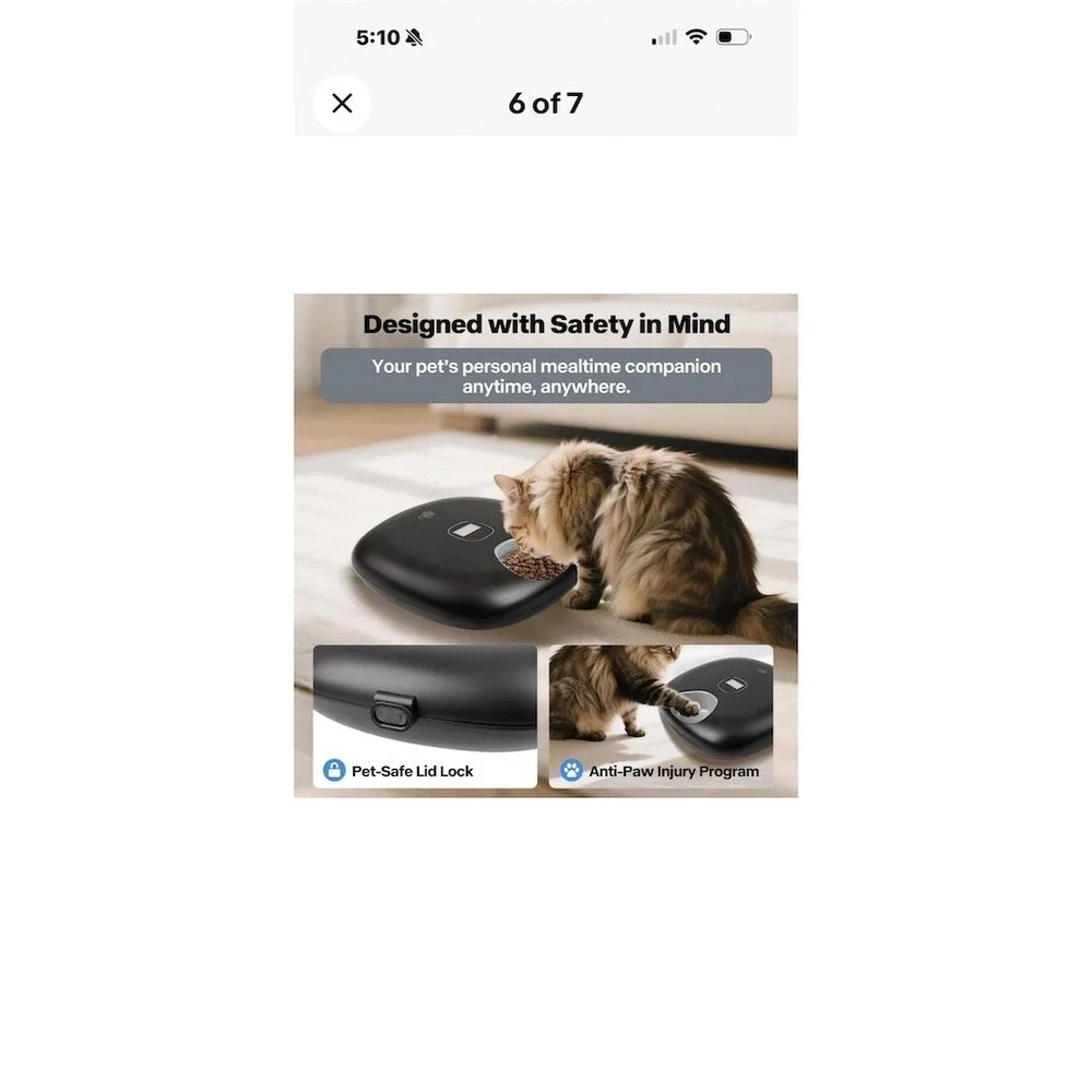 Sharper Image Smart 6-Meal Auto Pet Feeder Cordless Rechargeable Dog cat 3‎ cup